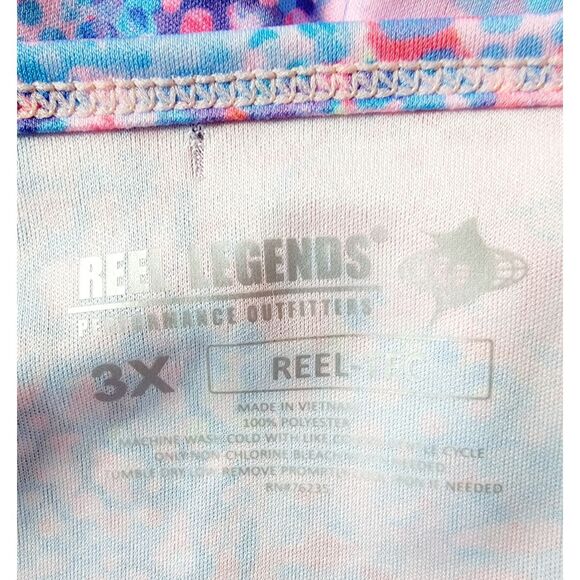 Reel Legends 3X T-Shirt Womens Pink Blue Performance Pullover Cross Neck - Picture 6 of 6